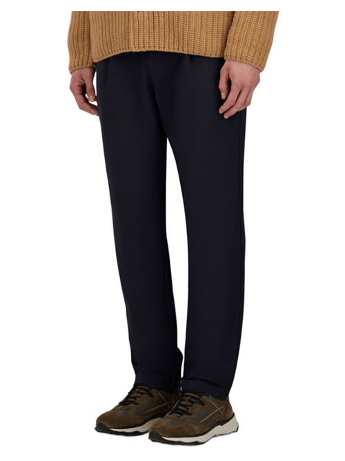 Pantaloni da uomo in tessuto tecnico con coulisse e pinces, colore blu navy HERNO | PT000145U125399200